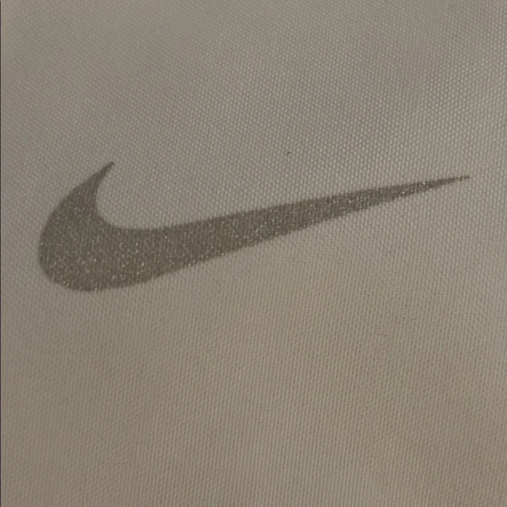 Nike White Women's Athletic Running Shorts with Gray Swoosh Print - Picture 2 of 2